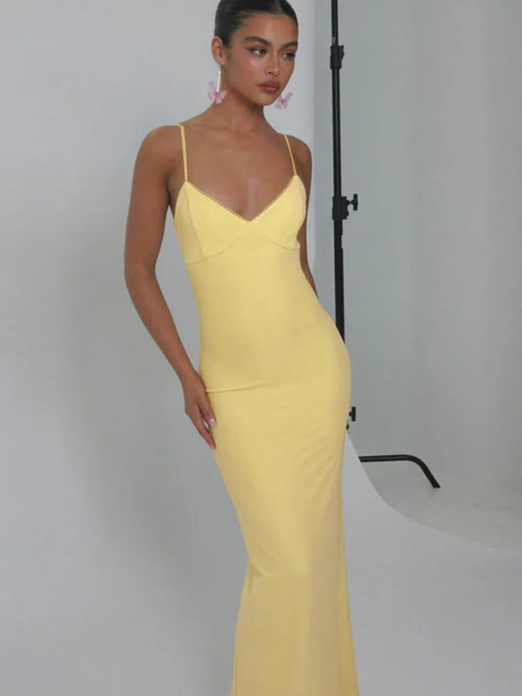 Summer Pale Yellow Semi-Mermaid Dress for Elegant Gatherings | Elegant Dresses