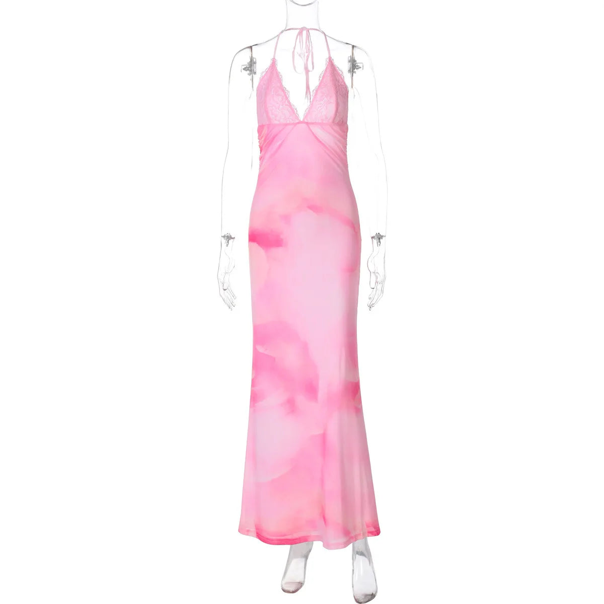 Deep V-neck Pink Evening Gown for Formal Events | Elegant Dresses