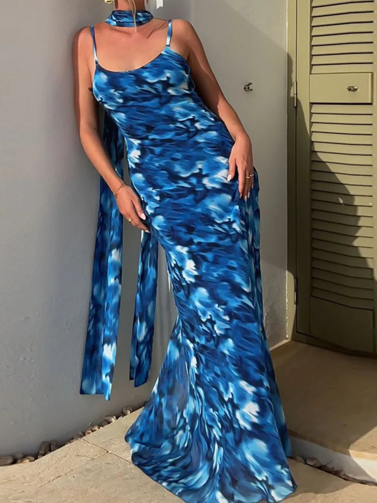 Elegant Blue Maxi Dress for Gala &amp; Weddings | Elegant Dresses