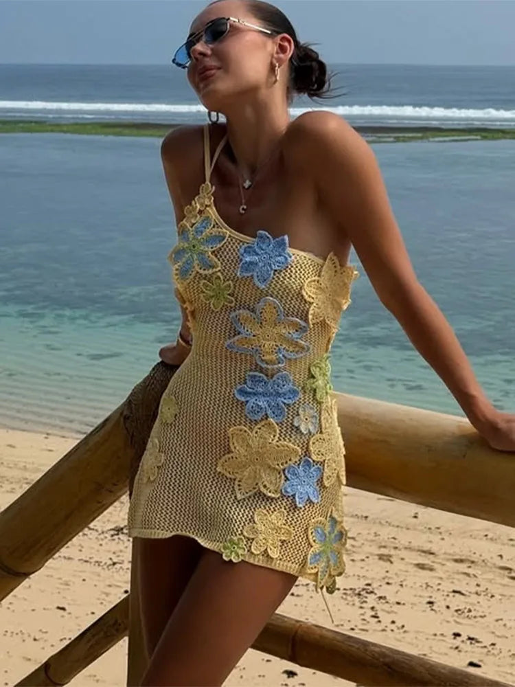 One-Shoulder Crochet Resort Wear for Honeymoons | Vacation Outfits