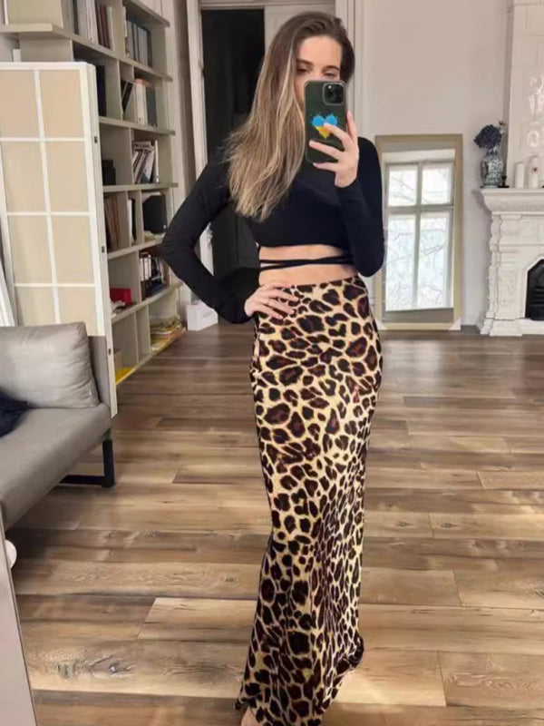 Casual Chic Leopard Long Skirt | Versatile Wear | Long Skirts