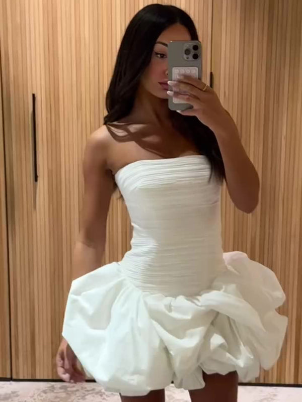 Elegant White Tube Tutu Dress | Tube Dresses