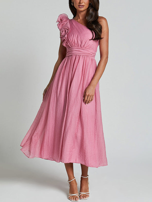 Pink Tea-Length Summer Dress | Elegant Dresses