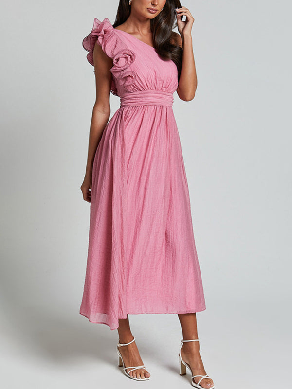 Pink Tea-Length Summer Dress | Elegant Dresses