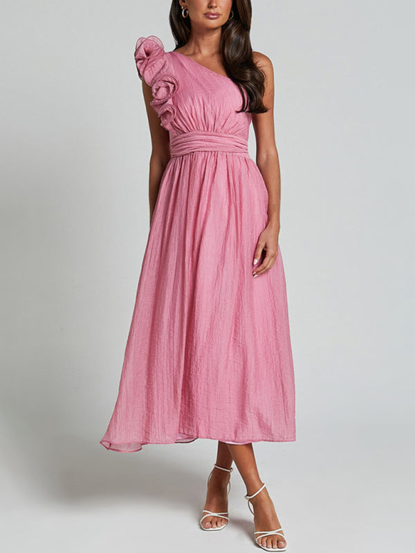 Pink Tea-Length Summer Dress | Elegant Dresses