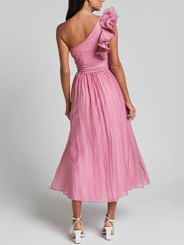 Pink Tea-Length Summer Dress | Elegant Dresses