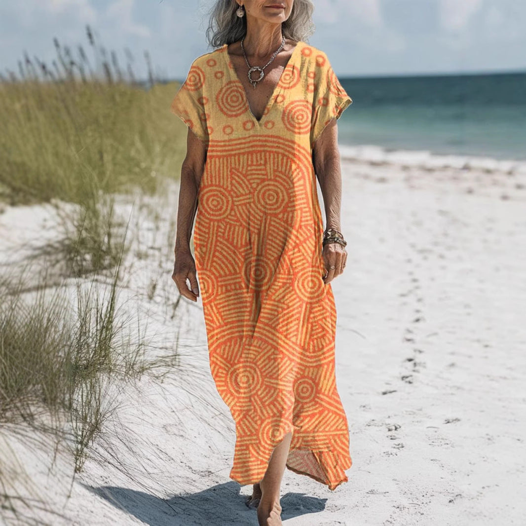 Boho Summer Dress - Loose Fit Maxi Vacation Wear | Tunic Dresses