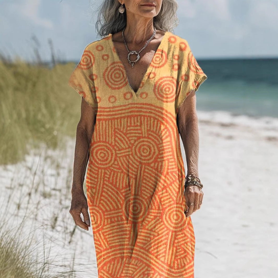 Boho Summer Dress - Loose Fit Maxi Vacation Wear | Tunic Dresses