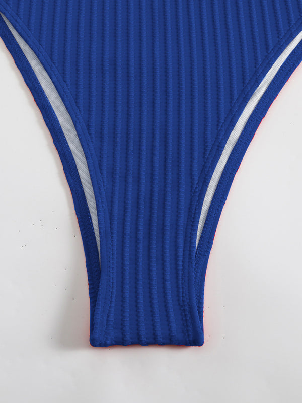 Scoop Neck Ribbed Swimsuit with Tie Back for Beach Days | swimwear