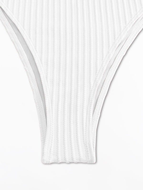 Scoop Neck Ribbed Swimsuit with Tie Back for Beach Days | swimwear