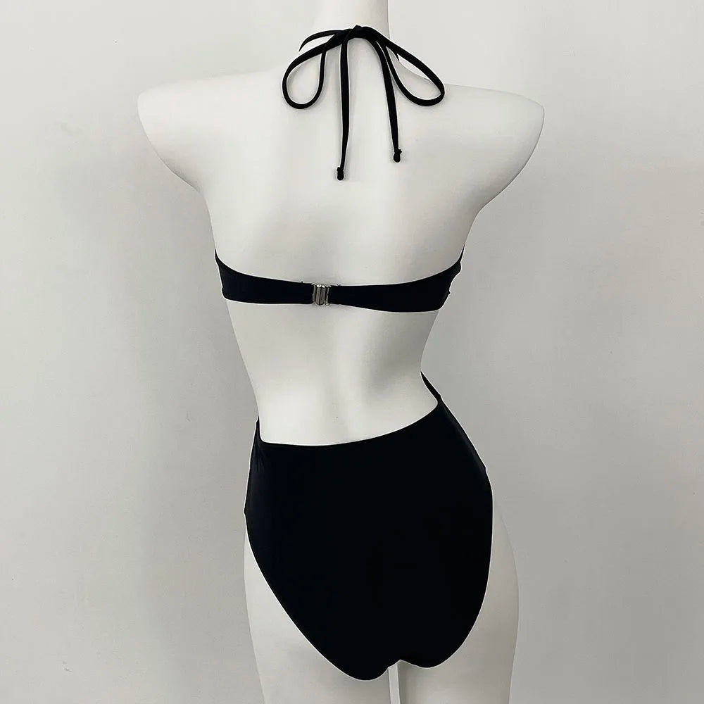 One-piece Swimsuit with White Flower Detail | Swimsuits