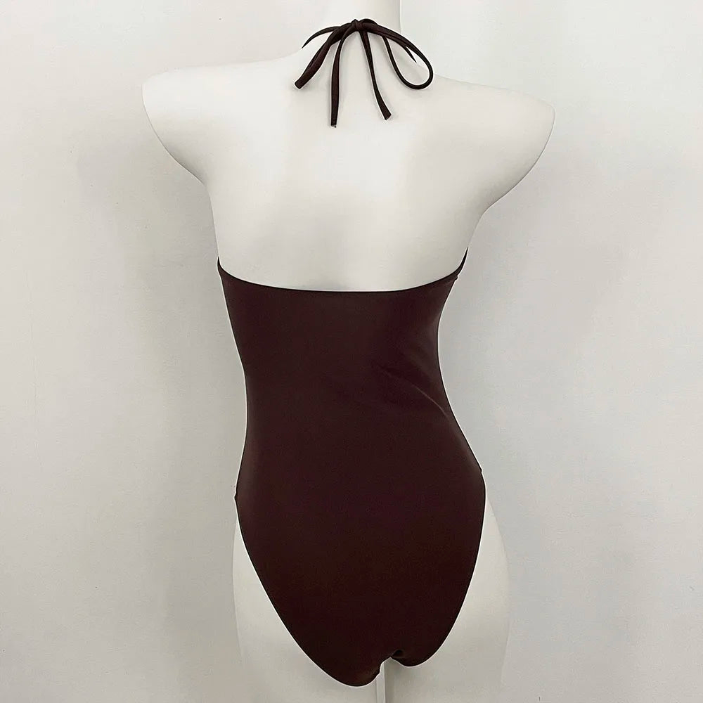 Halter or Bandeau Swimsuit with Buckle in One Piece | Swimsuits