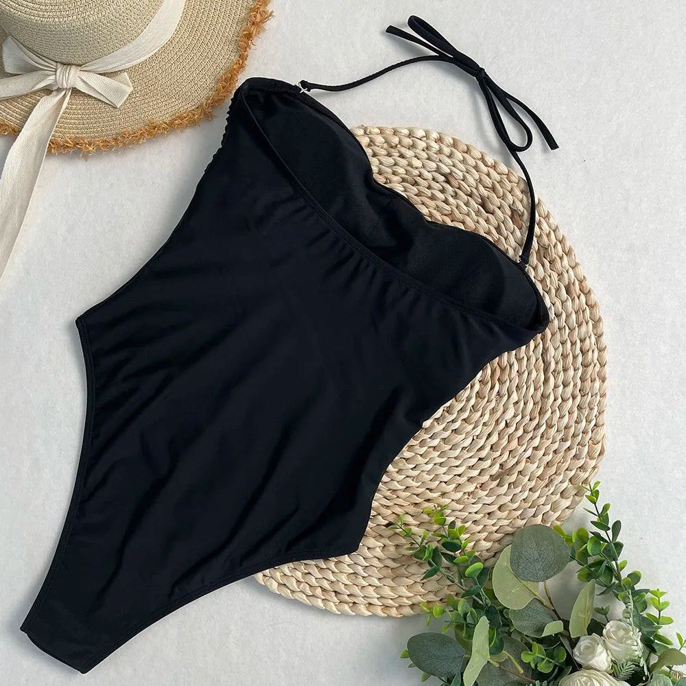 Halter or Bandeau Swimsuit with Buckle in One Piece | Swimsuits