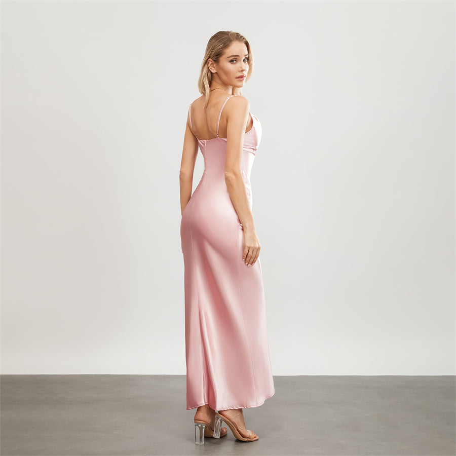 Elegant Cowl Neck Satin Dress | Satin Dresses