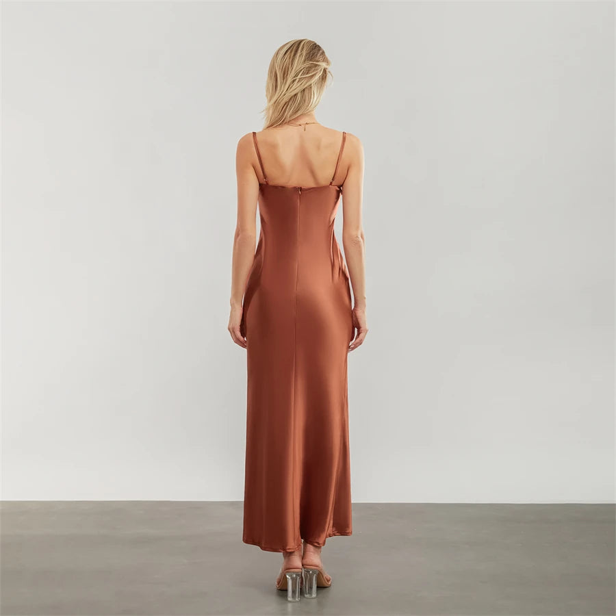 Elegant Cowl Neck Satin Dress | Satin Dresses