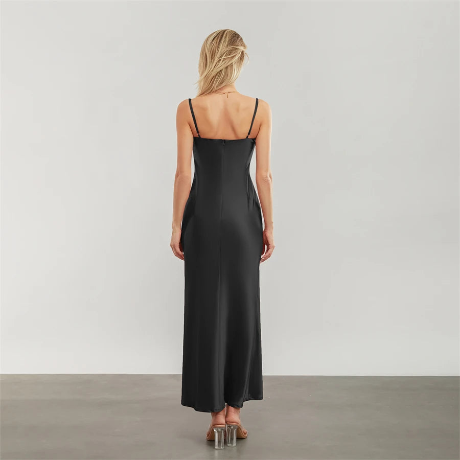 Elegant Cowl Neck Satin Dress | Satin Dresses