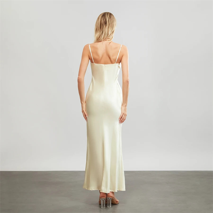 Elegant Cowl Neck Satin Dress | Satin Dresses