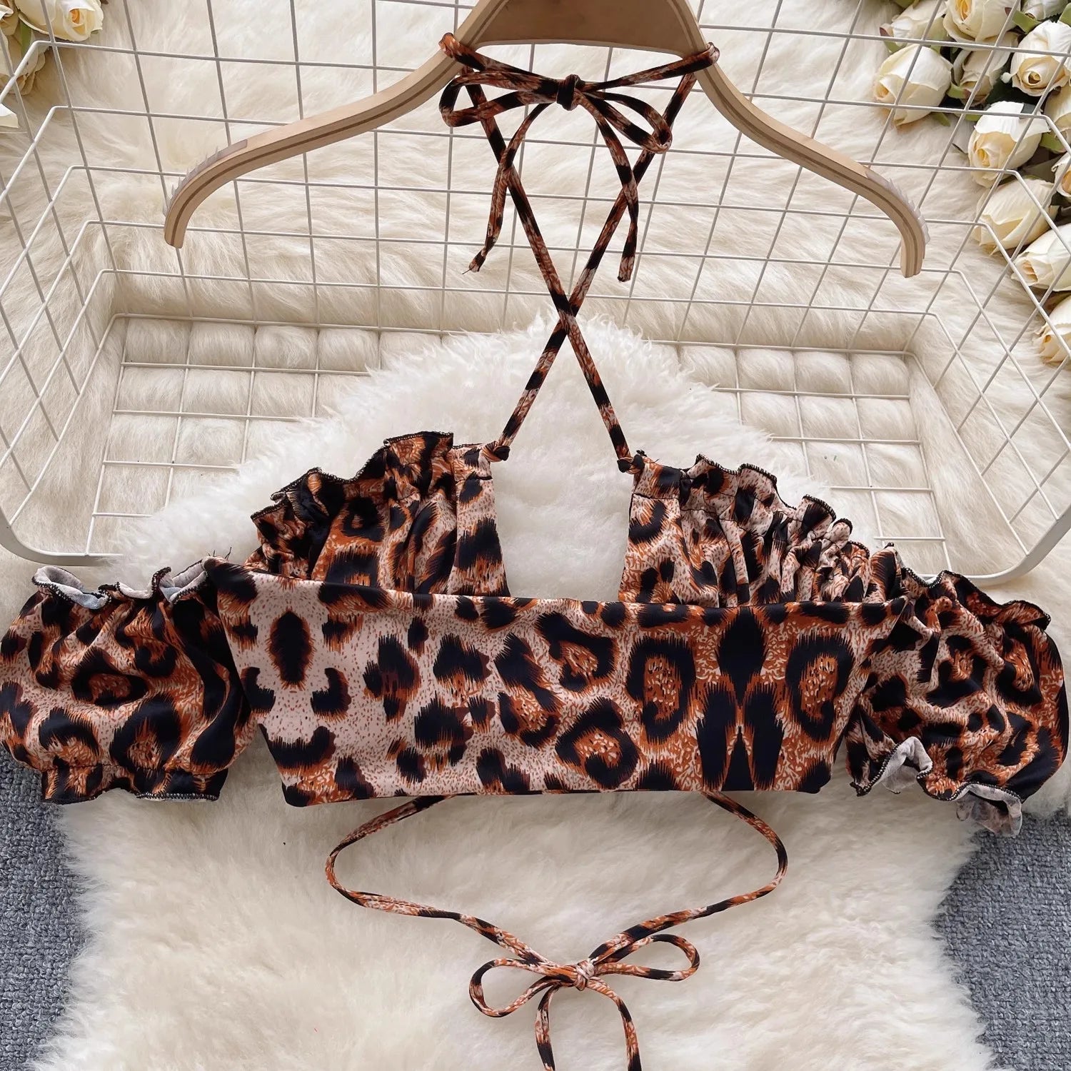 Trendy Leopard Print Matching Set for Casual Beach Days | Loungewear