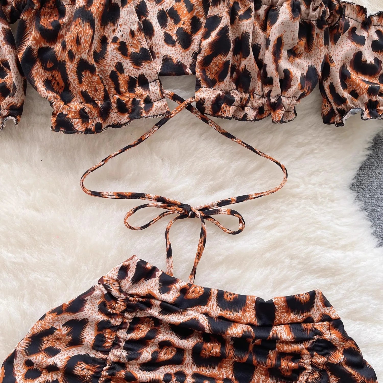 Trendy Leopard Print Matching Set for Casual Beach Days | Loungewear