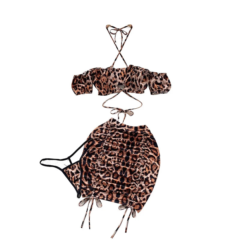 Trendy Leopard Print Matching Set for Casual Beach Days | Loungewear