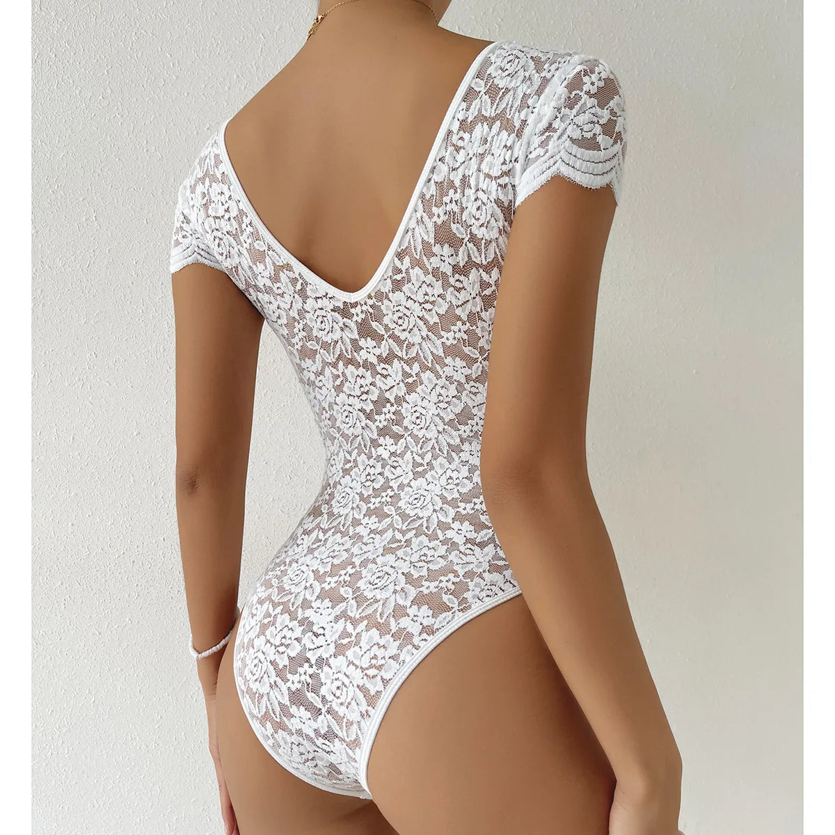 Lace Bodysuit with V-Back | Bodysuits