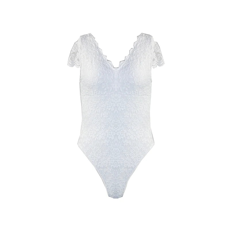 Lace Bodysuit with V-Back | Bodysuits