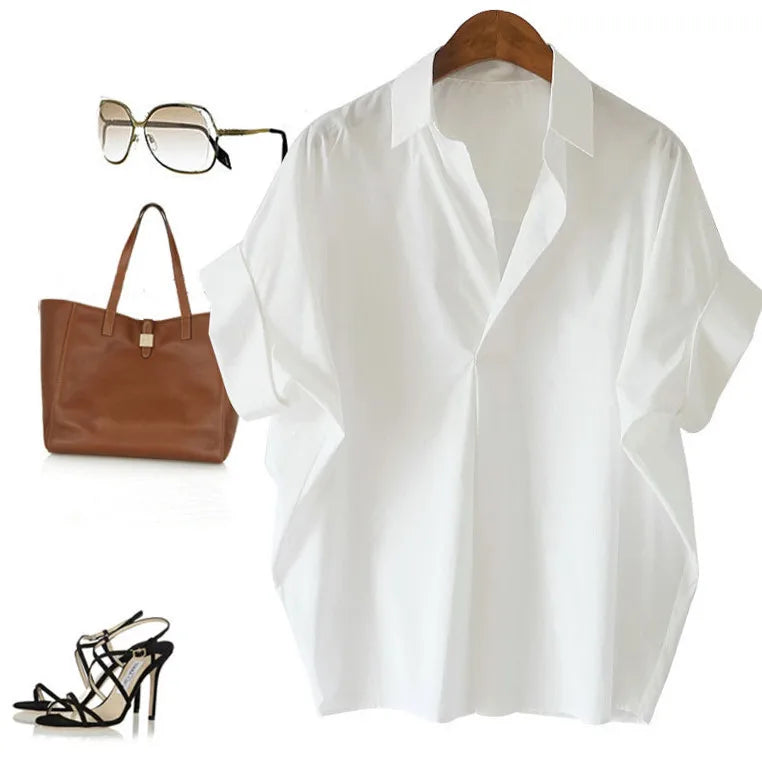Lightweight White Blouse with Classic Collar | Casual Shirts