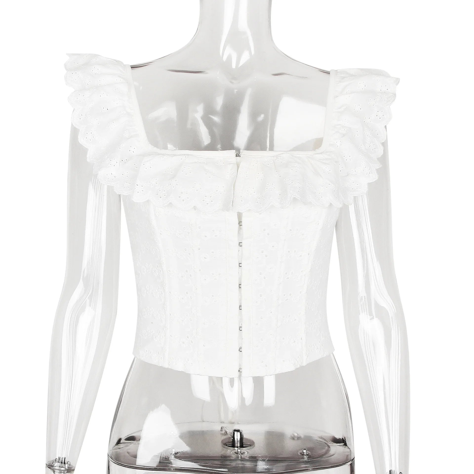 Square Neck Corset Blouse in Eyelet Design | Sleeveless Blouses