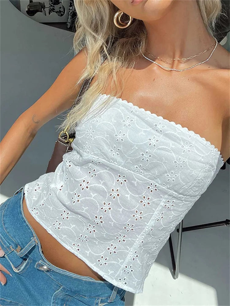 Eyelet Strapless Top for Casual Days | Tube Tops