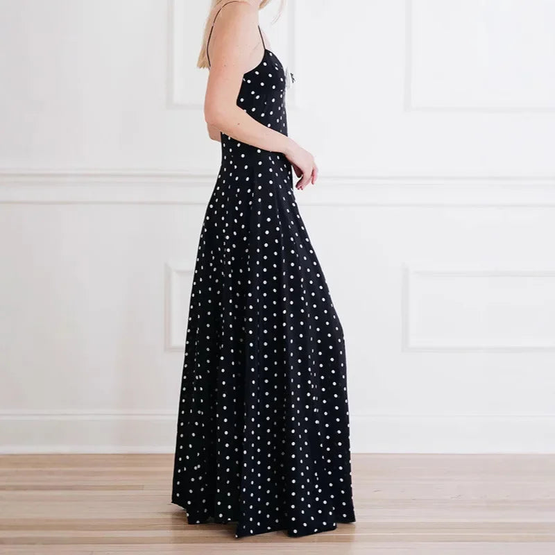Casual Polka Dot Spaghetti Strap Maxi Dress | Maxi Dresses