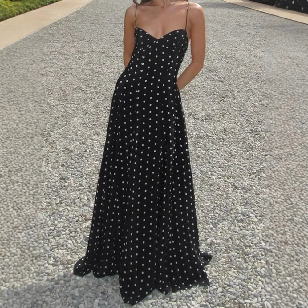 Casual Polka Dot Spaghetti Strap Maxi Dress | Maxi Dresses