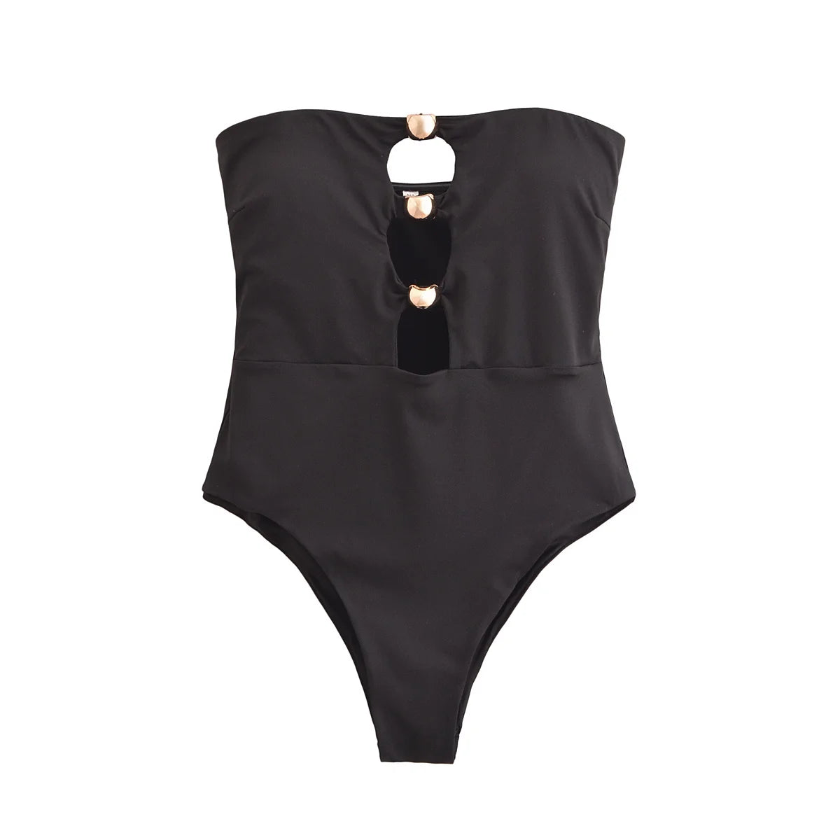 Gold-Trimmed Bandeau Swimsuit for Summer Events | Bodysuits