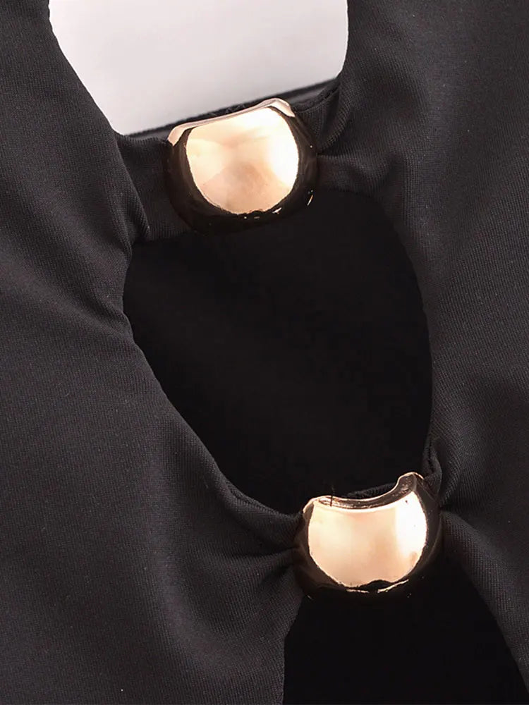 Gold-Trimmed Bandeau Swimsuit for Summer Events | Bodysuits