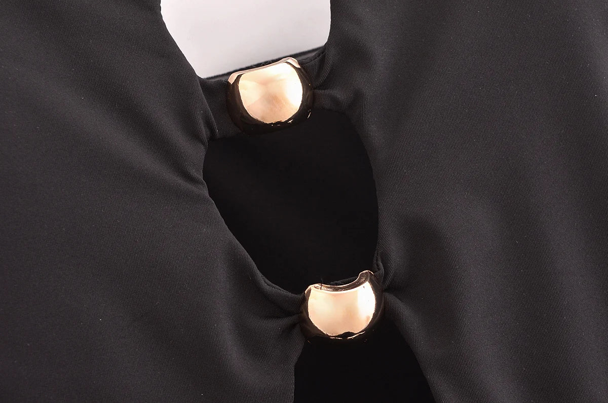 Gold-Trimmed Bandeau Swimsuit for Summer Events | Bodysuits