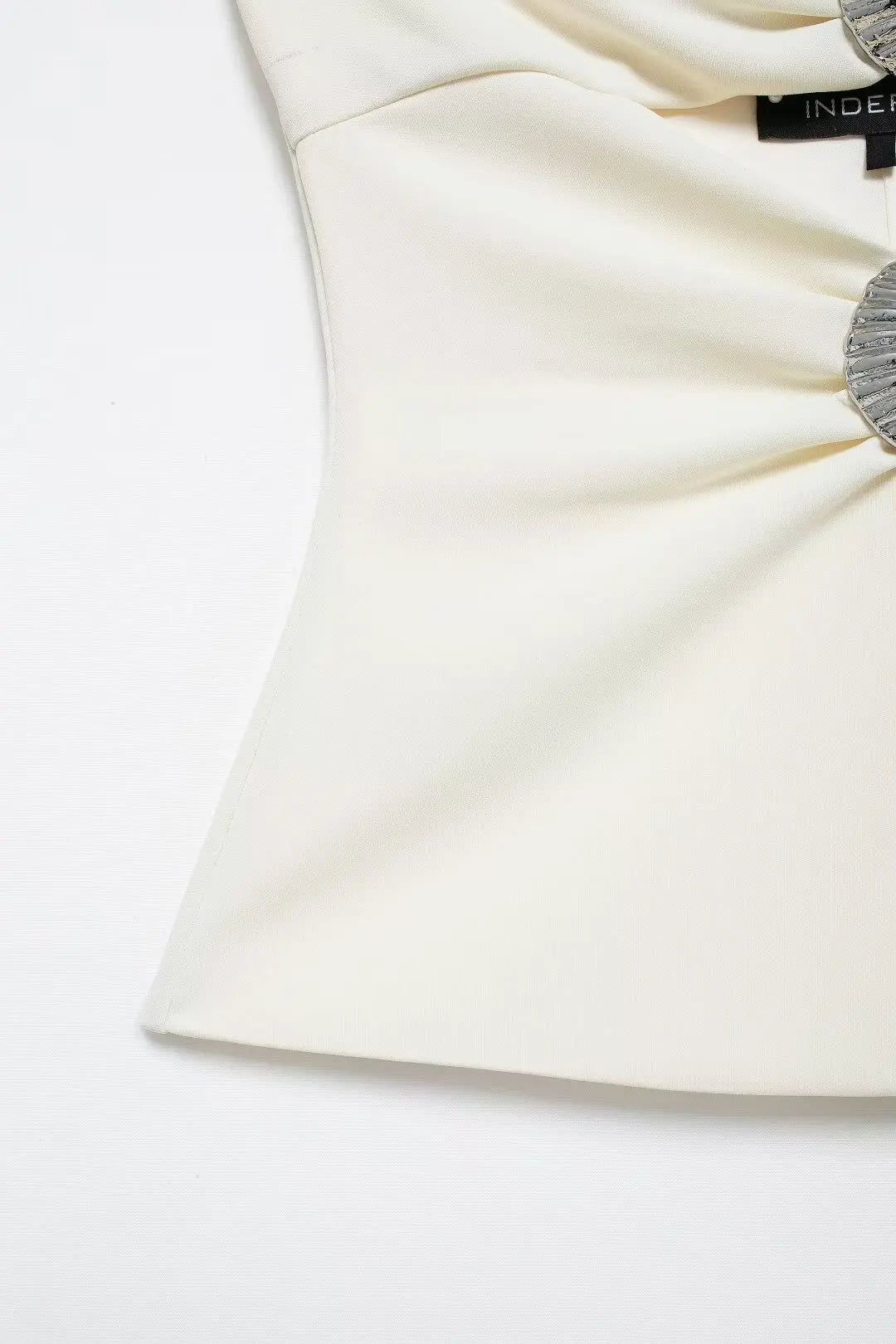White Halter with Silver Shell Appliqués for Festivals | Halter Tops