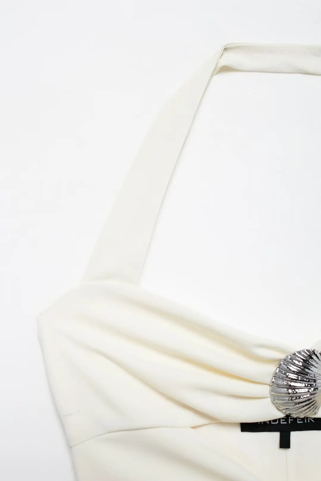 White Halter with Silver Shell Appliqués for Festivals | Halter Tops