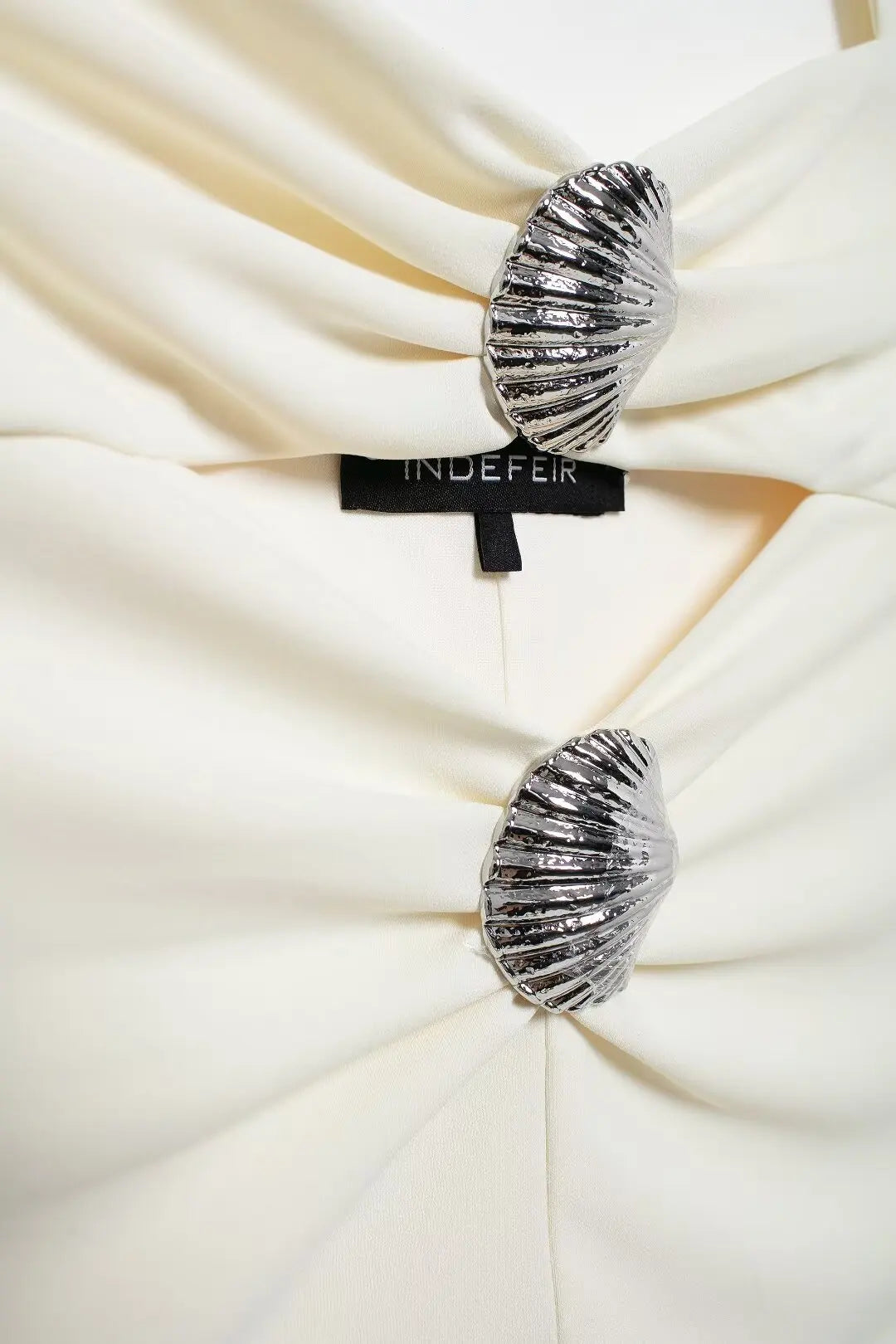 White Halter with Silver Shell Appliqués for Festivals | Halter Tops