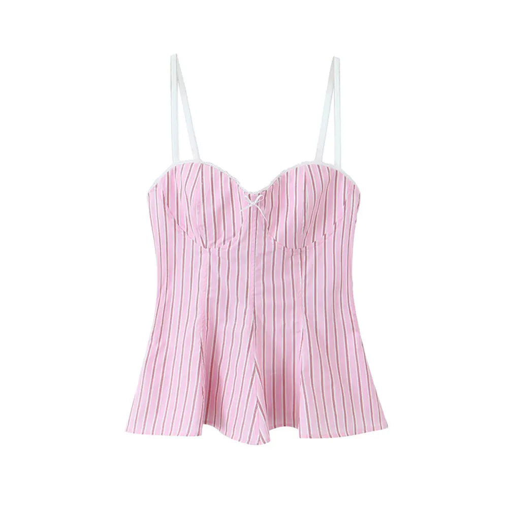 Sweetheart Stripe Bustier Cami – Summer Pink Edition | Cami Tops