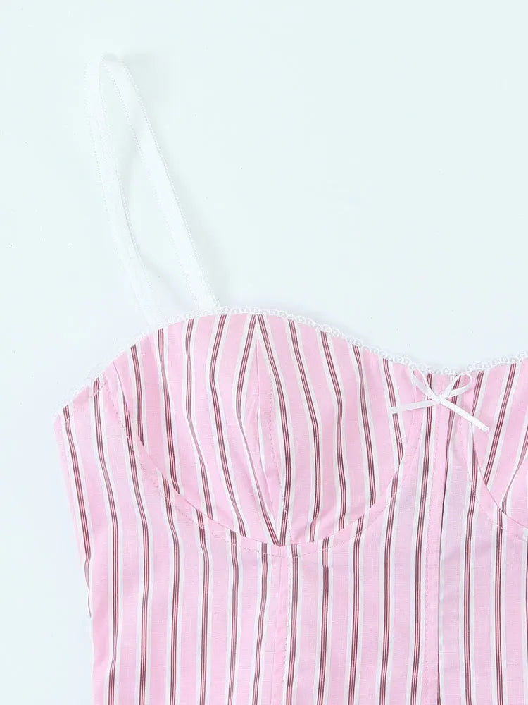 Sweetheart Stripe Bustier Cami – Summer Pink Edition | Cami Tops
