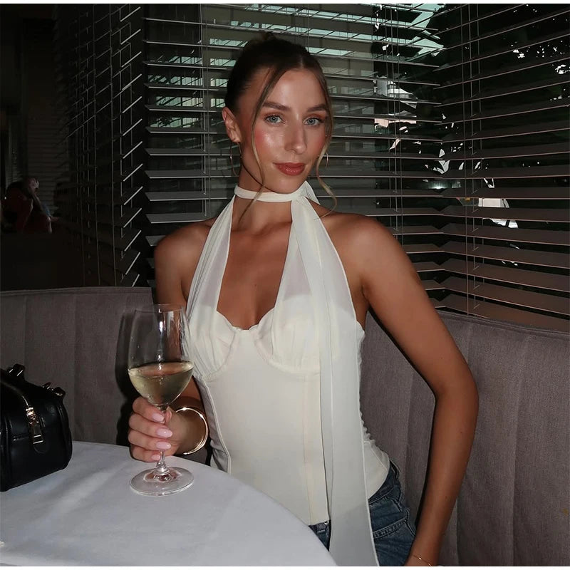 Chiffon Halter Bustier and Pleated Skirt Matching Set | Matching Sets