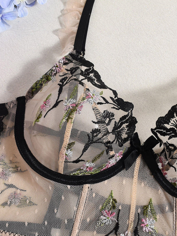 Structured Floral Embroidered Corset Lingerie | Lingerie