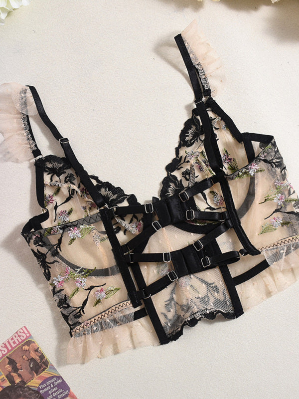 Structured Floral Embroidered Corset Lingerie | Lingerie