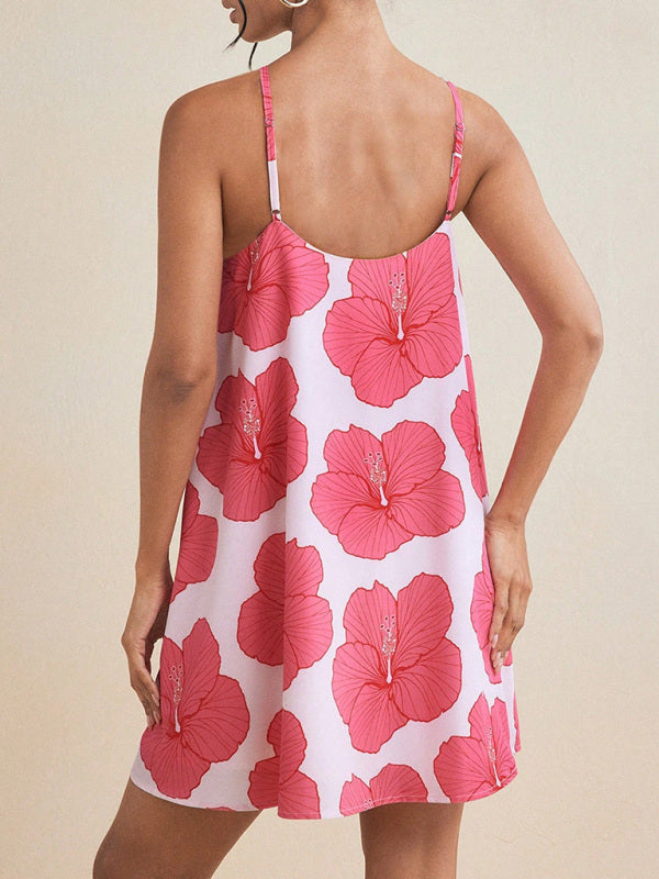 Pink Halter Tent Dress – Lightweight Floral Vacation Style | Tent Dresses