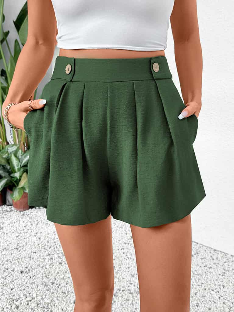 Women's Pleated Wide-Leg Shorts - Ideal for Casual Outings | Shorts