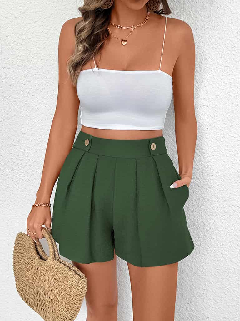 Women's Pleated Wide-Leg Shorts - Ideal for Casual Outings | Shorts