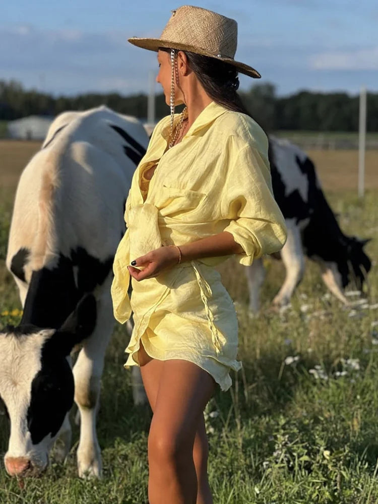 Translucent 2-Piece Resort Set with Long Sleeve Shirt | Matching sets