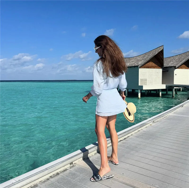 Translucent 2-Piece Resort Set with Long Sleeve Shirt | Matching sets