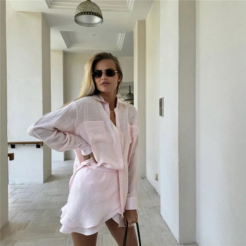 Translucent 2-Piece Resort Set with Long Sleeve Shirt | Matching sets