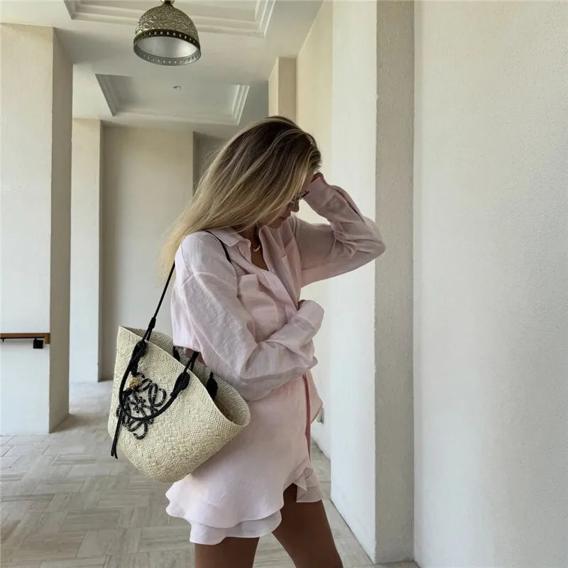 Translucent 2-Piece Resort Set with Long Sleeve Shirt | Matching sets