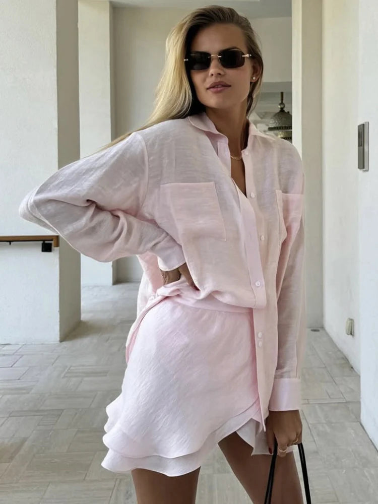 Translucent 2-Piece Resort Set with Long Sleeve Shirt | Matching sets